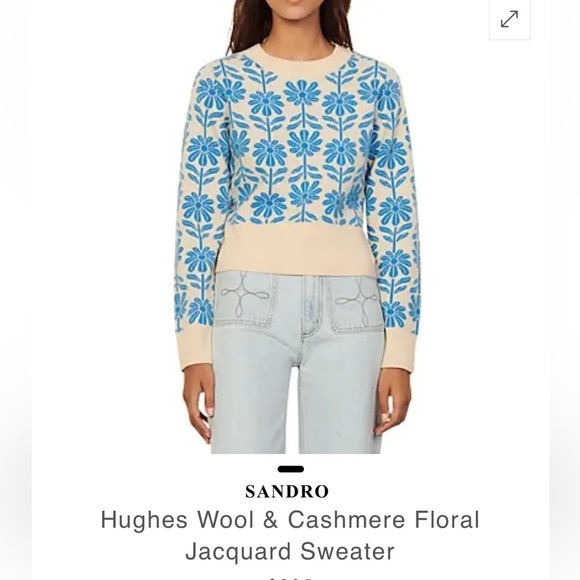 Sandro Hughes Floral wool and cashmere Jacquard sweater size 1/small - Picture 2 of 6